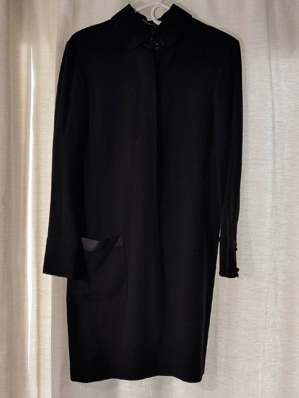 Anne Klein Black Long Sleeve Shift Dress with Patch Pocket